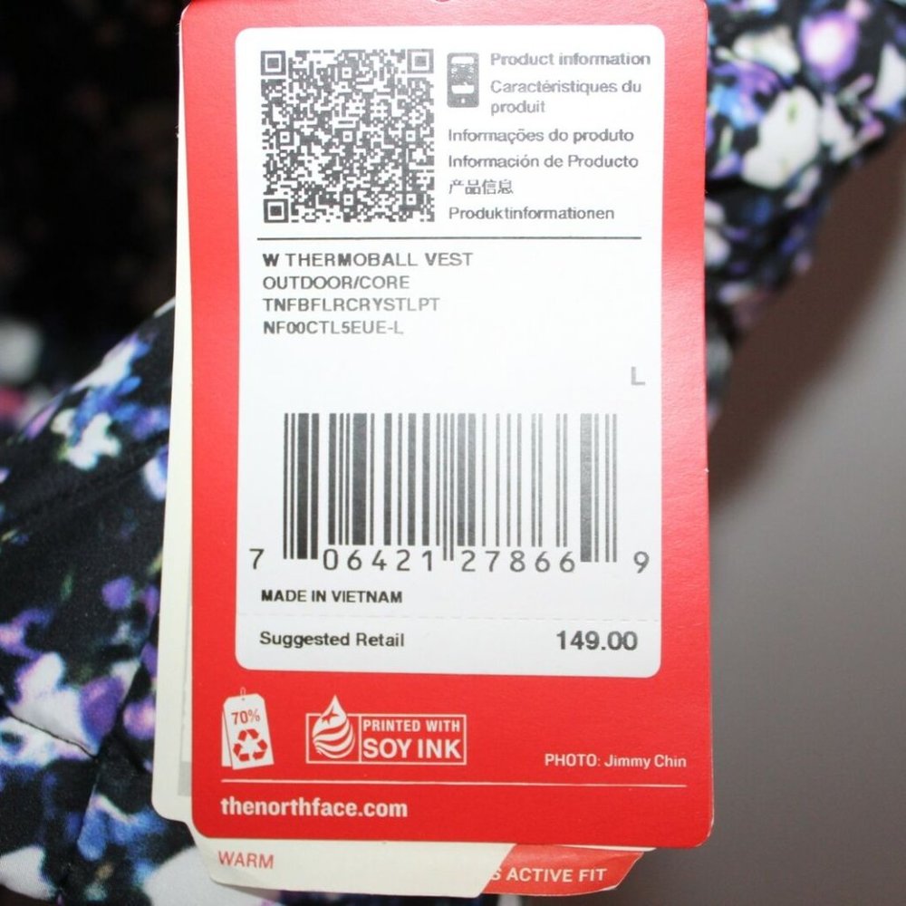 TNF Women's Thermoball Vest Puffer Floral Crystal - Picture 4 of 11